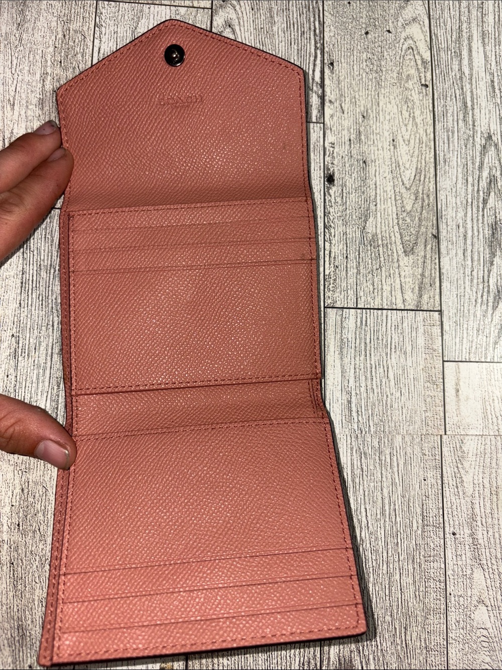 COACH Coral Pink Leather Envelope Wallet - Picture 4 of 5